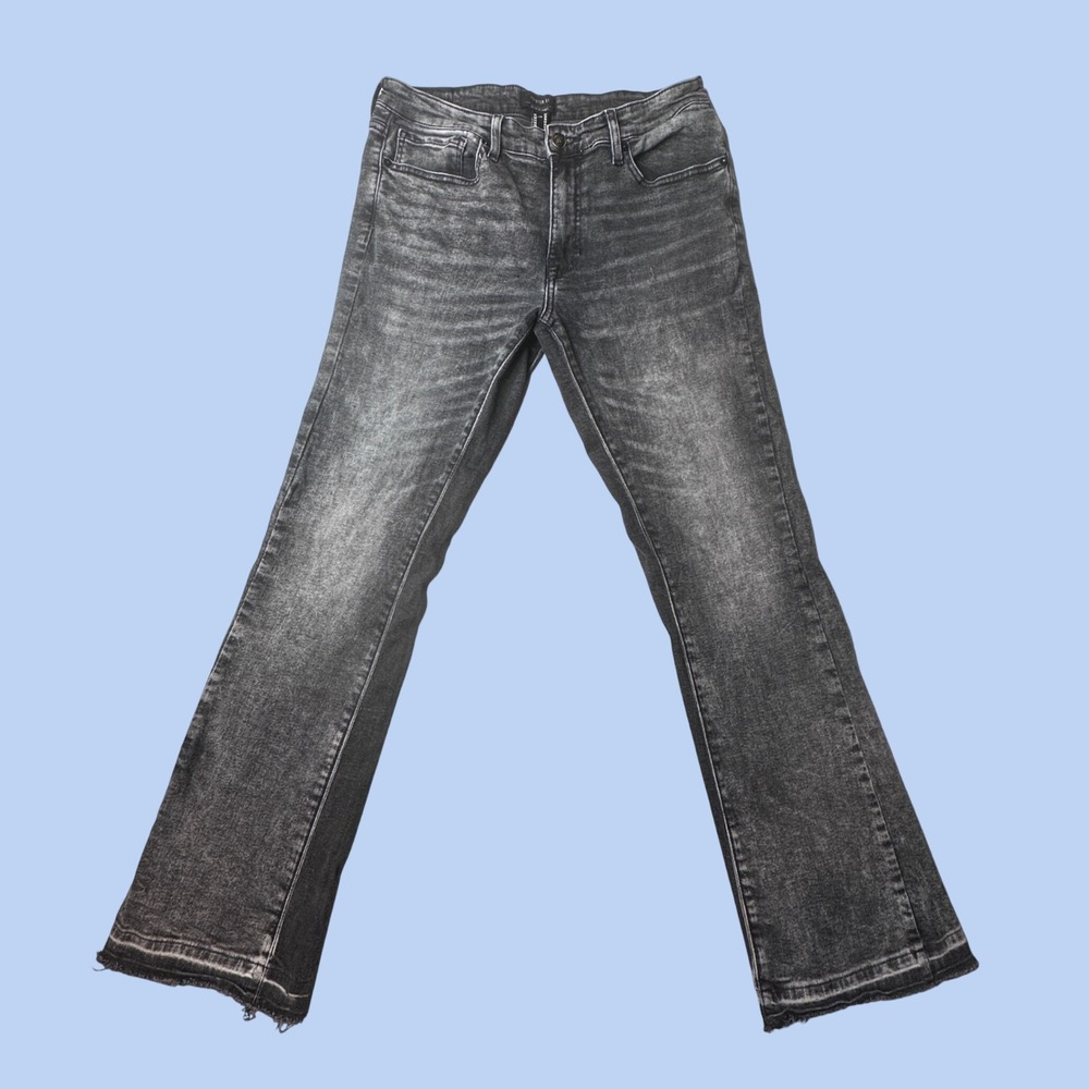Forever 21 Jeans Mens 32x31 Gray Acid Wash Slim Flare Raw Hem Denim Pants